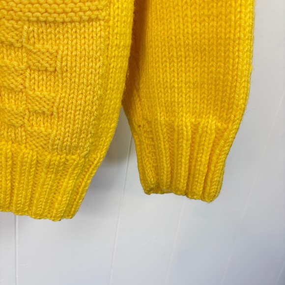 Vintage Yellow Knit Cardigan Sweater Button Grandma Cottagecore Chunky Knit Lg - Picture 5 of 7